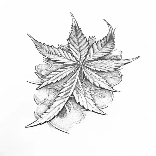 A Skateboard Deck With Intricate Cannabis Leaf Patterns