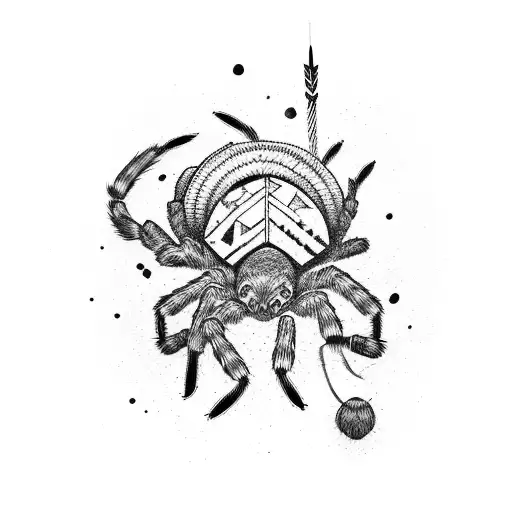 A Native American Warrior Practicing Martial Arts With A Spider Crawling On His Shoulder