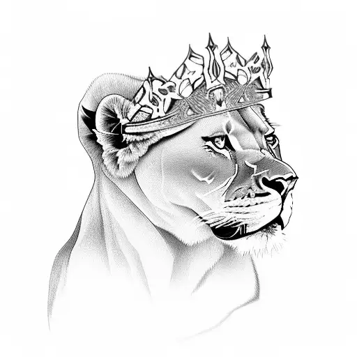 Lioness With A Crown And Blue Eyes