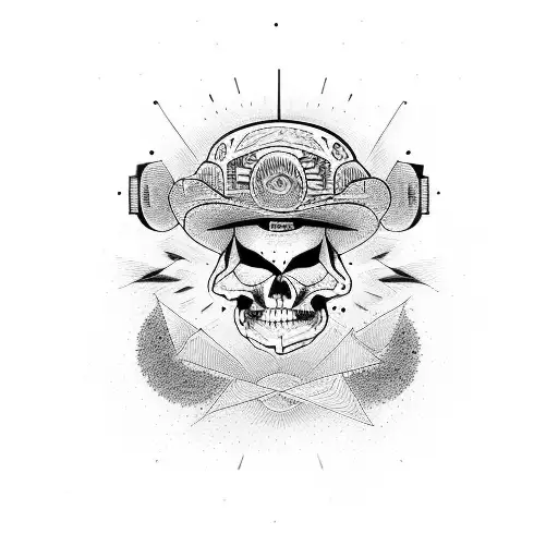 Dj Artist Logo Incorporated With Mexican Dead Head Design