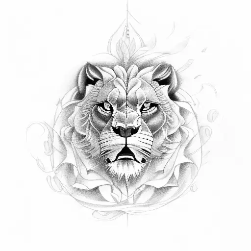 Roaring Lion With Rose
