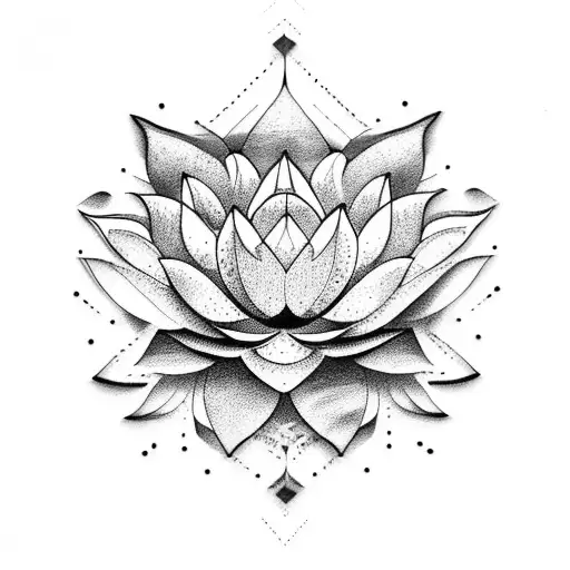 Pink Flower Lotus With A Yellow Moon