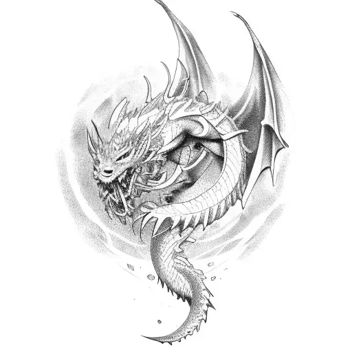 Battle Between Angel And Dragon