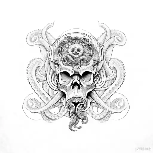 A Skull With Tentacles Of An Octopus