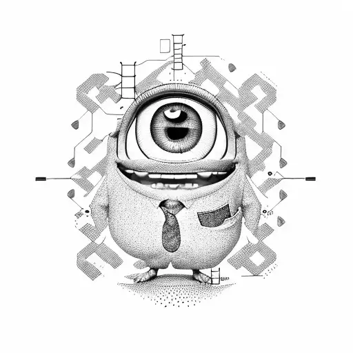 Cartoon Mike Wazowski As A Renowned Scientist Conducting Experiments