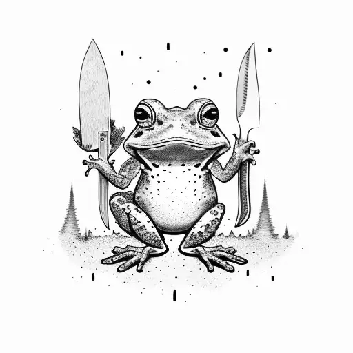 A Toad Wielding A Knife In A Forest Setting