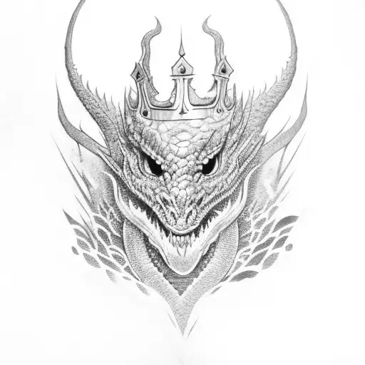 Silhouette Dragons Head With Crown