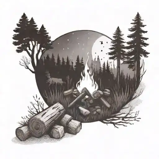 A Campfire In The Forest With A Relaxing Vibe
