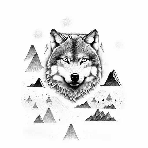 Mountains And Small Wolf For Forearm