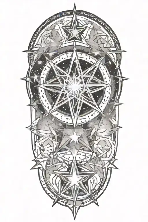 A Tattoo Design Featuring The Pleiades Star System Intertwined With Sumerian Symbols