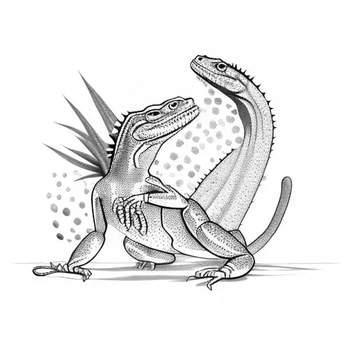 Lizard Holding An Agave Plant