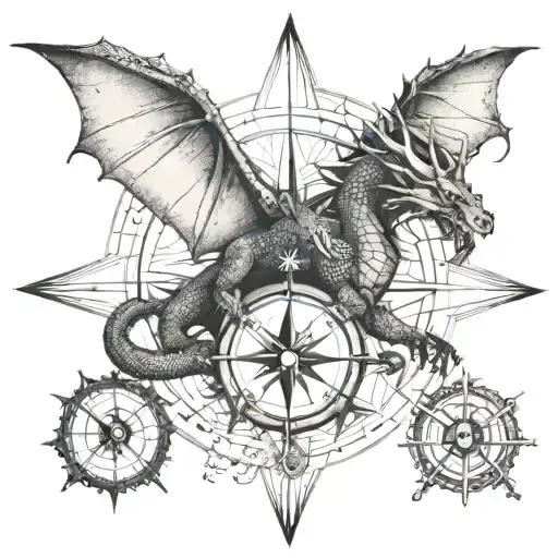 Dragon And Compass Rose