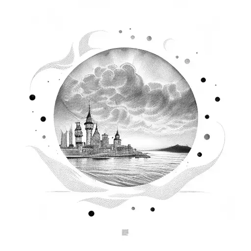 A Mesmerizing Sunset Silhouette Of The City Of Capodistria Against The Sea