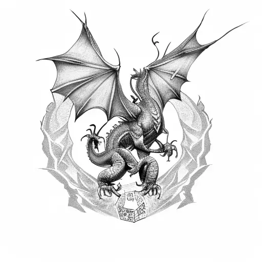 Design A Tattoo Of A Dragon Holding A Gaming Controller