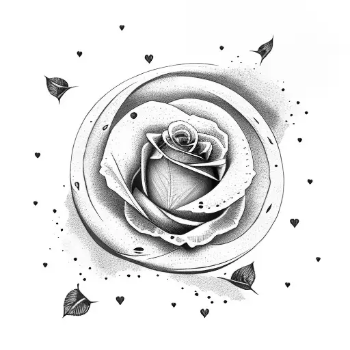 Moon With Rose Heart Broken