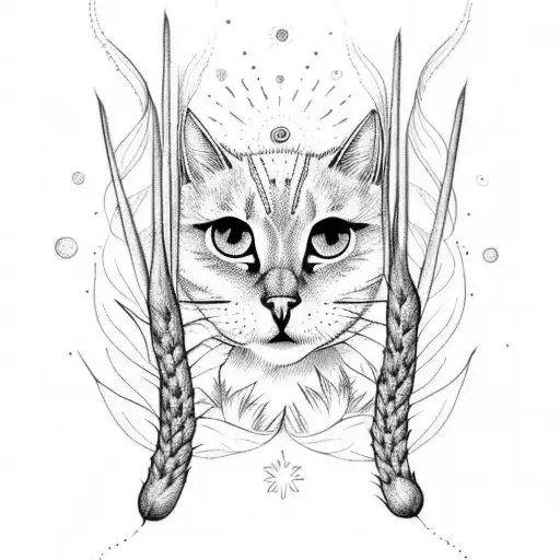 A Cattail Plant With A Sun