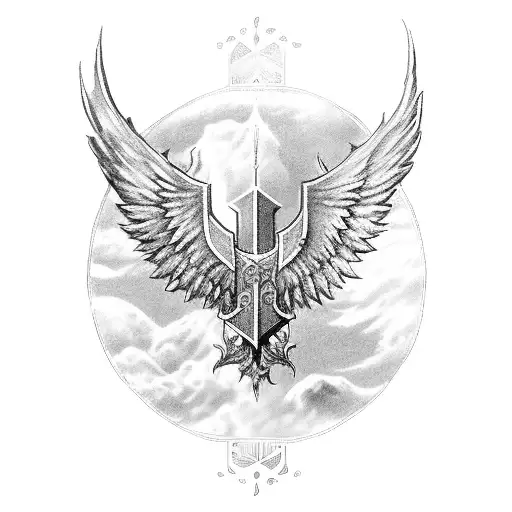 Templar With Kneeling Wings And A Castle In The Background