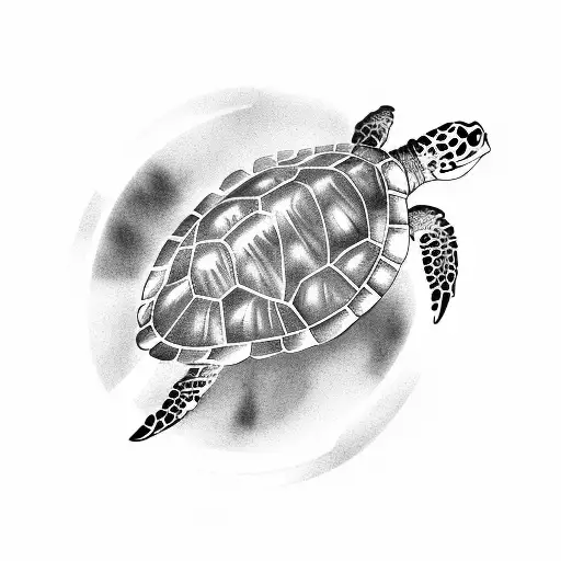 Sea Turtle With The Name Casseus On Shell