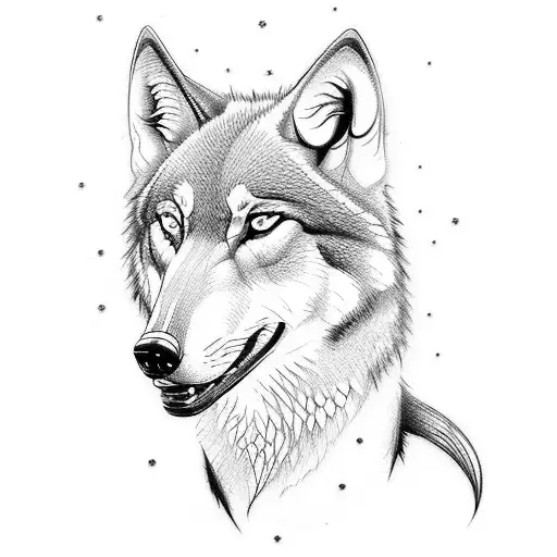 Design A Tattoo Featuring A Wolf Riding A Super Motard Motorcycle Through A Mythical Norse Landscape