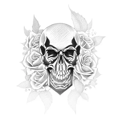 Whole Arm In Black Work With Skulls And Death And Mosnters