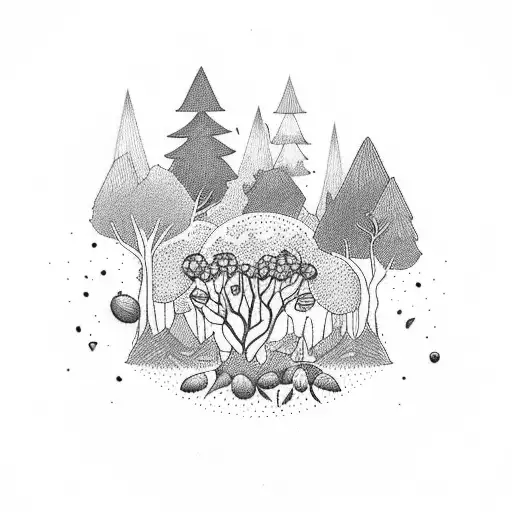 A Forest Landscape With A Hidden Coffee Bean Pattern