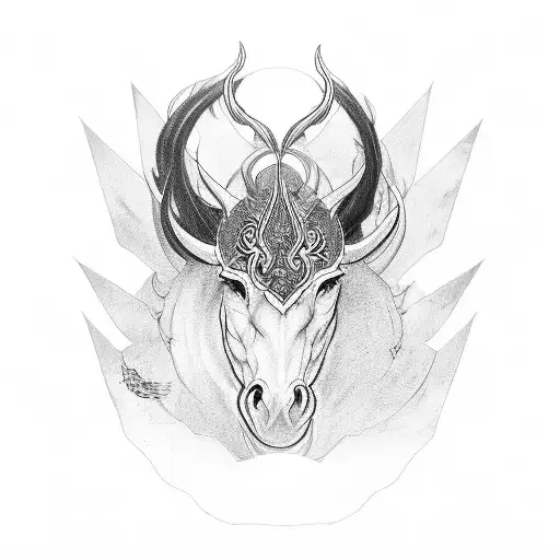 The Tattoo Of The Black Devil Who Only Has Red Eyes And Wings And Rides A Black Horse