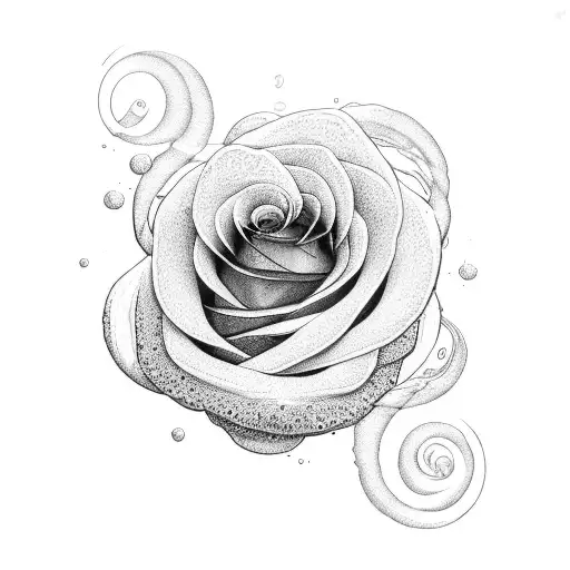 A Rose Intertwined With The Waves Over The Sun