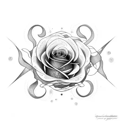 A Rose Intertwined With The Waves Over The Sun