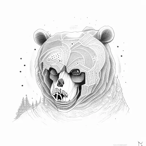 Skeleton Of A Bear In A Box