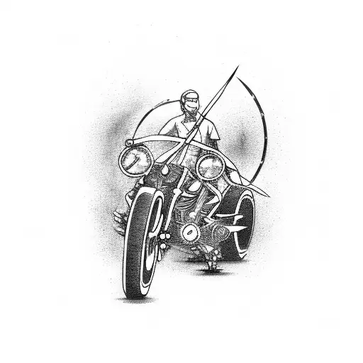Arrow Through A Motorcycle With A Clock In The Background