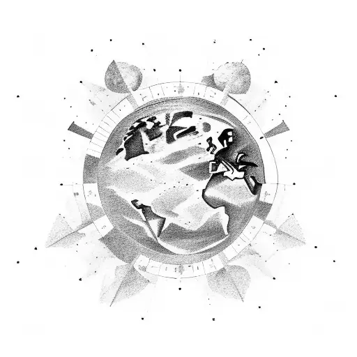 Globe Terrestre A Gauche Aspirer Par Un Trou Noir A Droite Qui Contient Des Etoiles