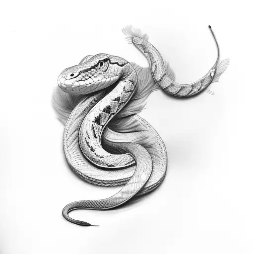 Snake Made Of Feathers In Shades Of Blue