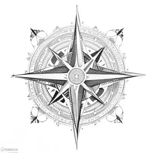 A Compass Rose With Intricate Floral Patterns Inside