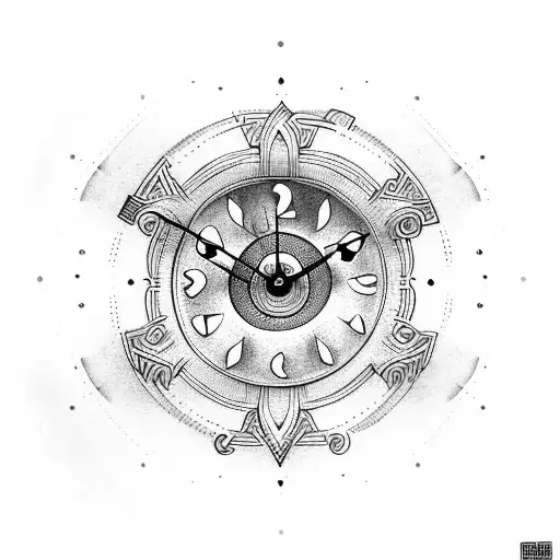 Viking Clock Above Trees On Inner Forearm