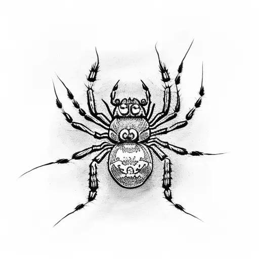 Spider On The Brush Painted In Black