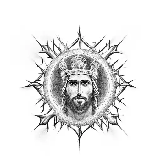 Create A Versace Inspired Arm Tattoo Of Jesus Christ Wearing A Crown Of Thorns
