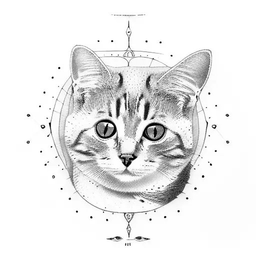 A Cat Above Which There Are 9 Spheres Of His Life