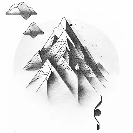 A Mountain Range With Musical Notes As The Peaks