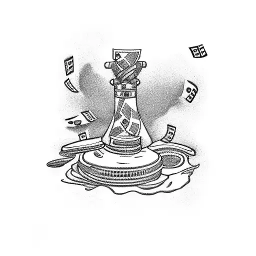 A Tattoo Design Of A Betting Ticket With Music Notes And A Beach Scene In The Background