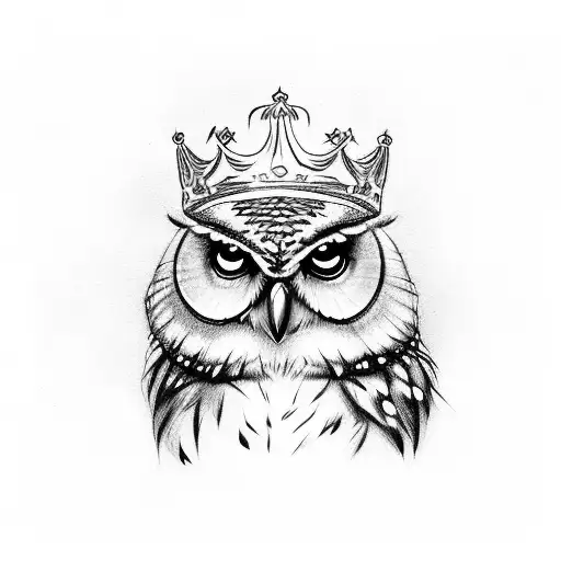 Draw A Sketch Of An Owl With A Crown Of Syringes