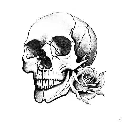 A Skull Surrounded With Roses And Snakes
