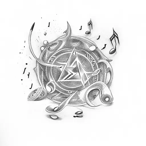 A Black Magic Spell Book With Musical Notes As Pages