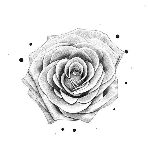 Simple Rose In A Dot Circle