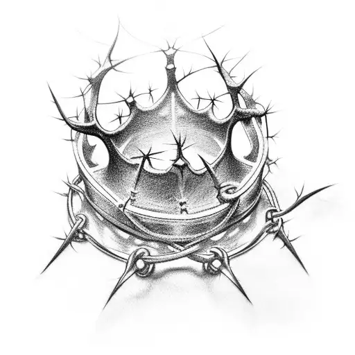 Crown Of Thorns Tattoo That Runs Along The Entire Hand From The Middle Finger