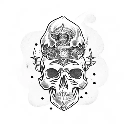 Skull With Ace Of Spades And Candles