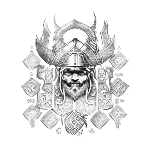 A Viking Chess Set With Intricately Designed Pieces