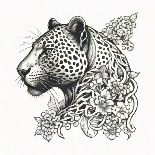 An Intricate Tattoo Featuring A Panther Surrounded By Different Animal Silhouettes