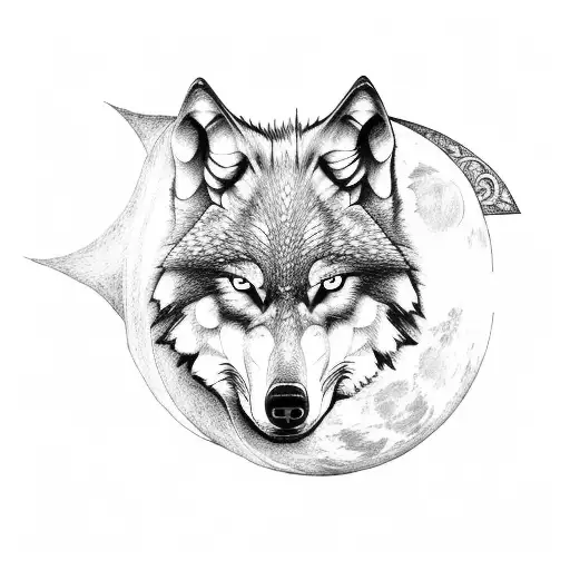 Wolf With Moon And Arrow