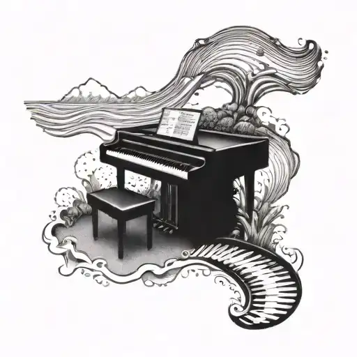 A Piano Keyboard Winding Through A Hiking Trail With Beach Waves In The Background