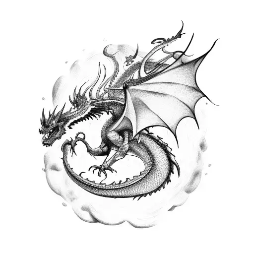 A Dragon Sculpture Emerging From A Sea Of Bad Feelings And Depression